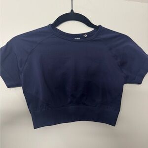 AYBL Navy Blue Cropped Workout Top Medium